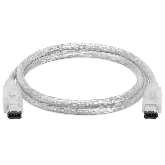 IEEE-1394 FireWire/iLink 6 Pin Male to Male DV Cable - 3 Feet Clear