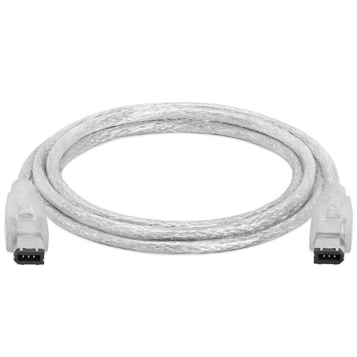 IEEE-1394 FireWire/iLink 6 Pin Male to Male DV Cable - 6 Feet Clear