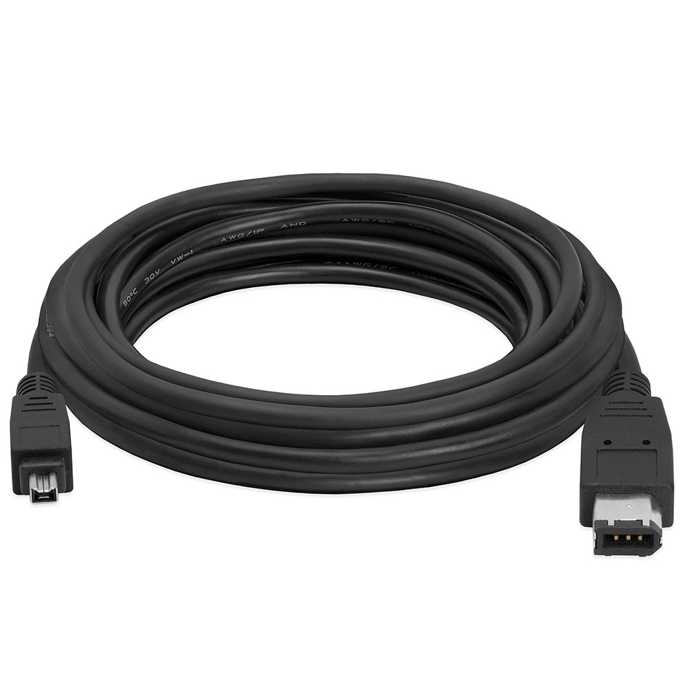 6 Pin/4 Pin Male/Male 15 FT Black IEEE 1394 Firewire 400 to Firewire 400 Cable 