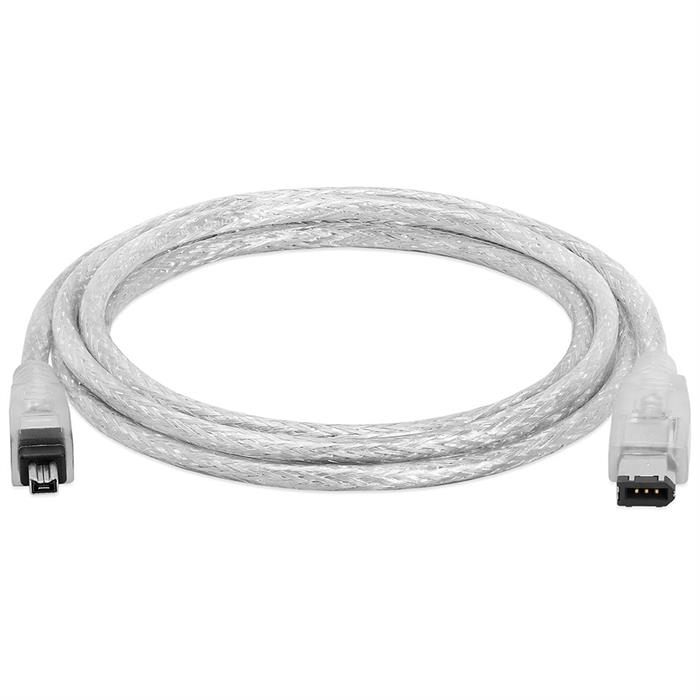 IEEE-1394 FireWire/iLink DV 6 Pin Male To 4 Pin Male Cable - 6 Feet Clear