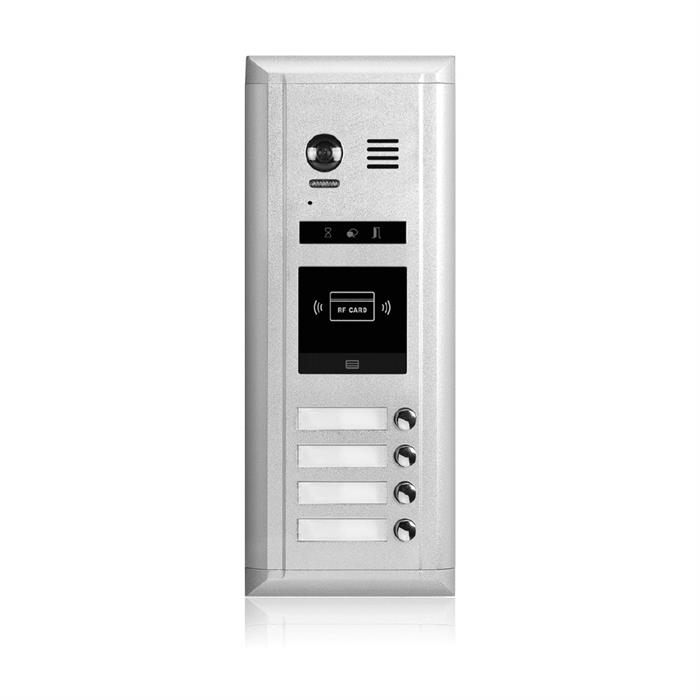 Intercom System for Building | 4 Monitors 7" | 2 Wire 4 Apartment Doorbell | Camera and Door Release - DK1741S/ID