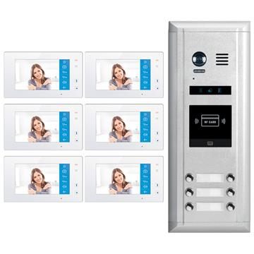 Video Intercom Doorbell System with Six Monitors for Six Apartments	