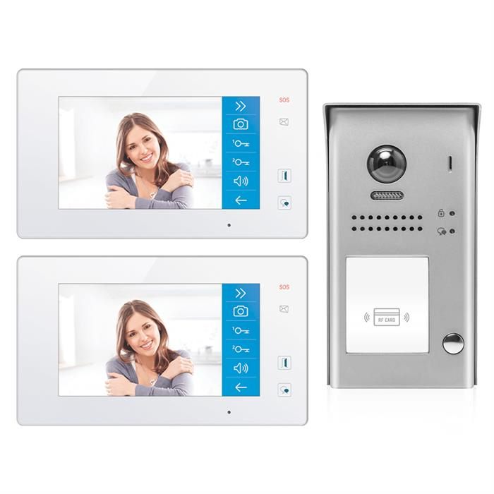 Video Intercom Doorbell System with Two Monitors for One Apartment
