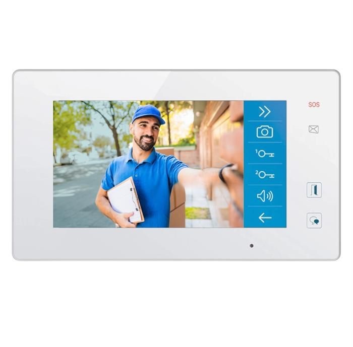 Indoor Monitor Unit with 7-inch Color TFT Touch Screen, Speaker, and Microphone
