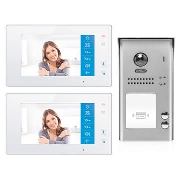 Video Intercom Doorbell System with Two Monitors for Two Apartments
