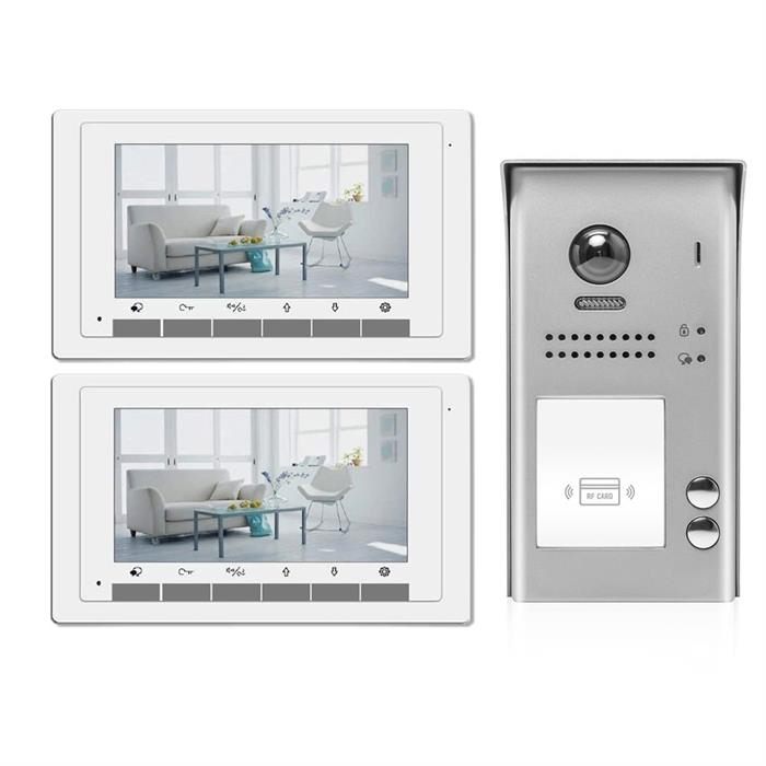 Intercom System for Home | 2 Wire 2 Apartment Door Bell | 2 x 7" Monitors, Door Release - DK1722S/ID