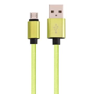 Micro USB to USB Braided Data Charging Cable - 10 Feet, Neon Green