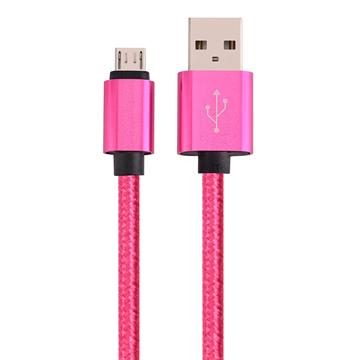 Micro USB to USB Braided Data Charging Cable - 10 Feet, Neon Pink