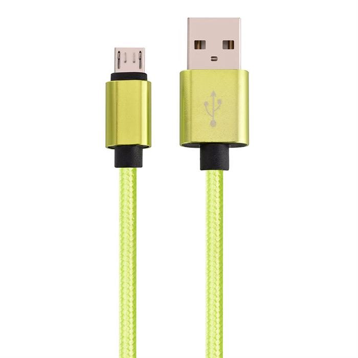 Micro USB to USB Braided Data Charging Cable - 3 Feet, Neon Green