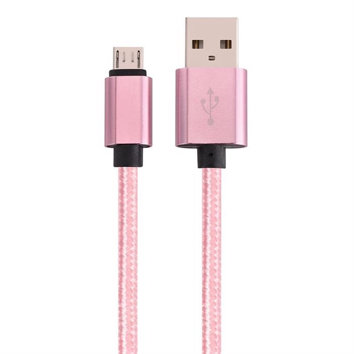 Micro USB to USB Braided Data Charging Cable - 3 Feet, Rose