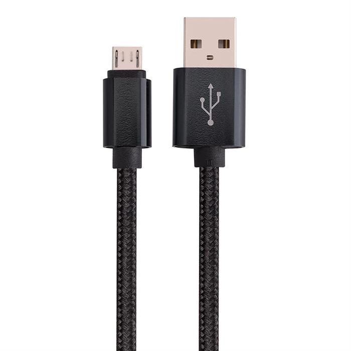 Micro USB to USB Braided Data Charging Cable - 6 Feet, Black