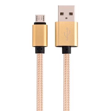 Micro USB to USB Braided Data Charging Cable - 6 Feet, Gold