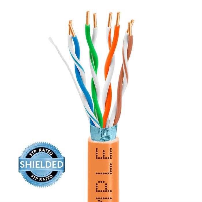 STP/FTP CAT5e 1000ft Bare Copper LAN Cable 24AWG Bulk Network Wire, Orange	