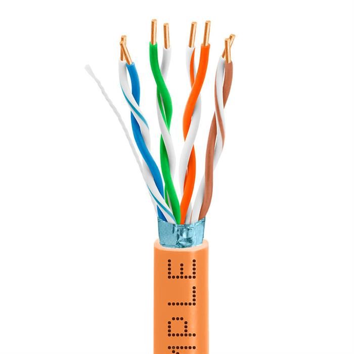 Shielded Cat5e Bulk Ethernet Cable Bare Copper 350MHz 1000 Feet Orange