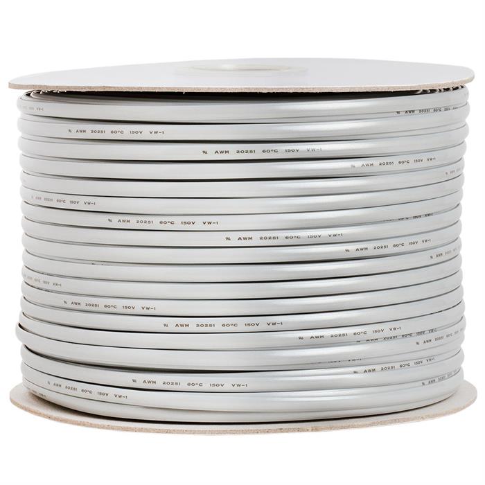 Phone Cable FLAT 6 Wire, Solid, Silver - 1000ft, 26AWG