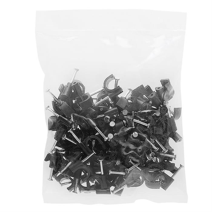 Plastic Staples Cable Clips for RG6 8mm Black 100 PCs/Bag