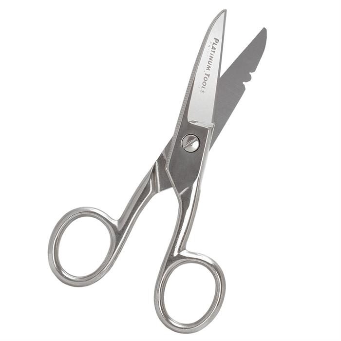 Platinum Tools 10517C Electrician's Scissors 5" Scissor-Run Design