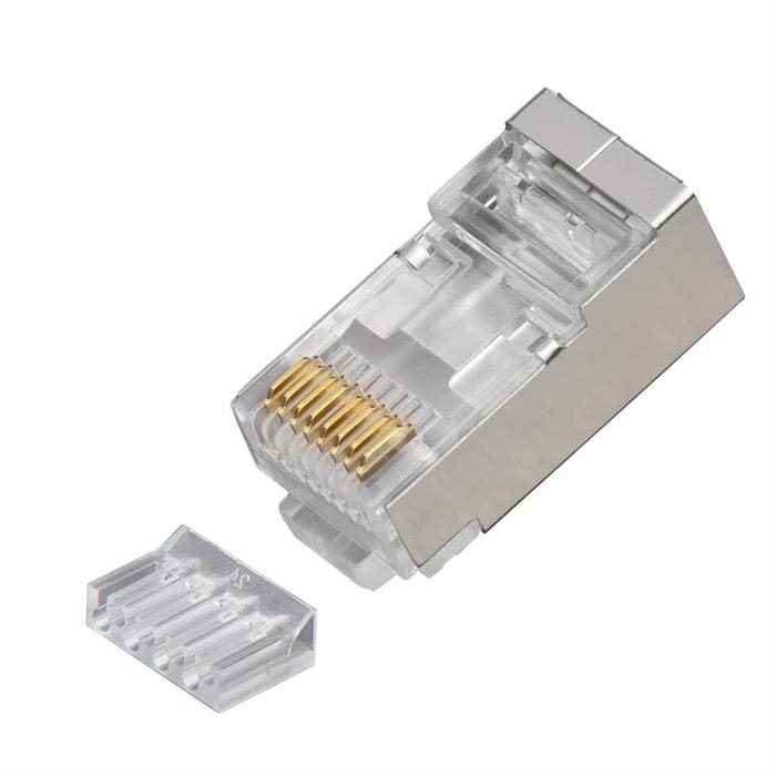 Platinum Tools 106206J RJ45 Shielded Cat6 2 pc. Round-Solid 3-Prong with Liner Connector - Jar of 100