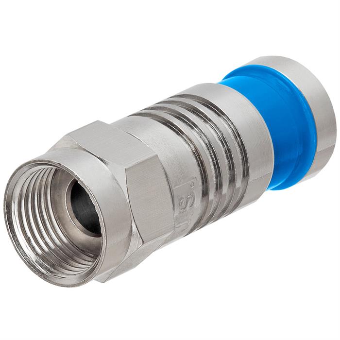 Platinum Tools 18002 SealSmart Compression F-Type Connectors for RG6 Quad Shield Cable - 10pc Blue