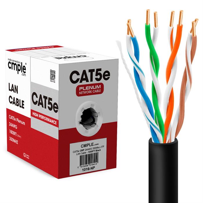 UTP CMR Cat5e Riser Black Cable 1000ft Box