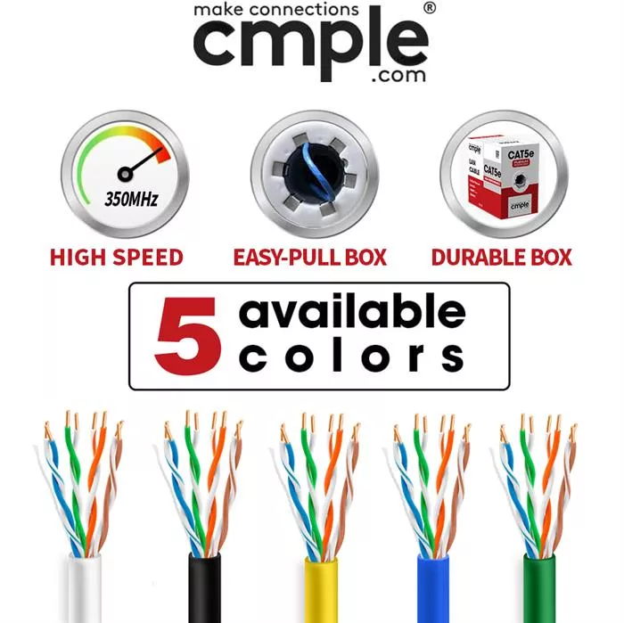 CAT5e 1000 Feet Premium UTP Ethernet Cable 24AWG Bulk Network Wire, Green	