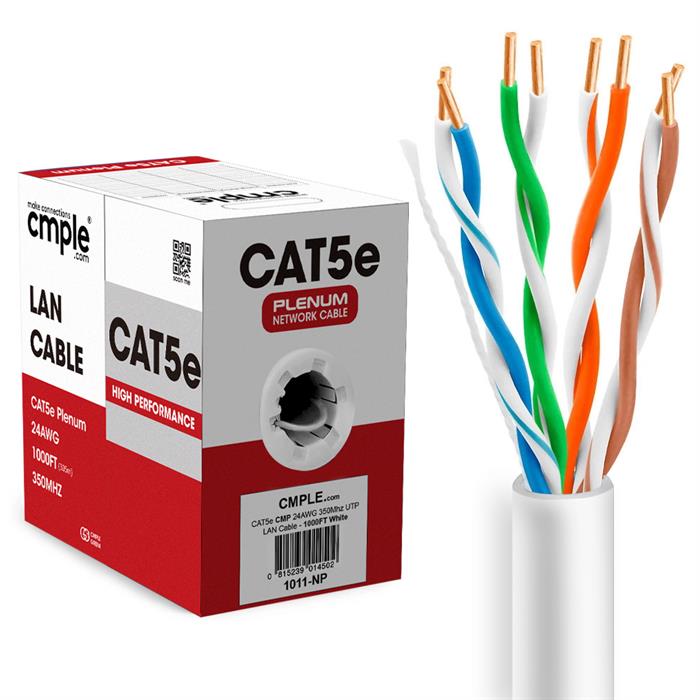 CAT5e 1000 Feet Premium UTP Ethernet Cable 24AWG Bulk Network Wire, White