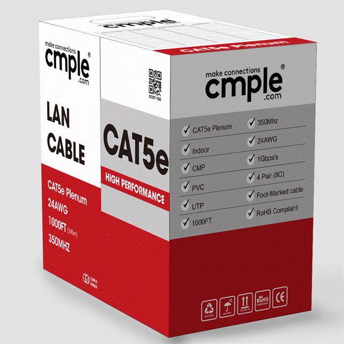 CAT5e 1000 Feet Premium UTP Ethernet Cable 24AWG Bulk Network Wire, White