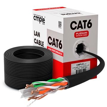 CMP Cat6 Plenum Cable Bulk Network Wire, Black	