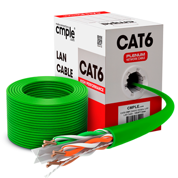 CMP Cat6 Plenum Cable Bulk Network Wire, Green	