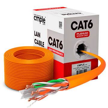 CMP Cat6 Plenum Cable Bulk Network Wire, Orange	