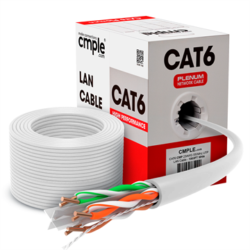 CMP Cat6 Plenum Cable Bulk Network Wire, White	