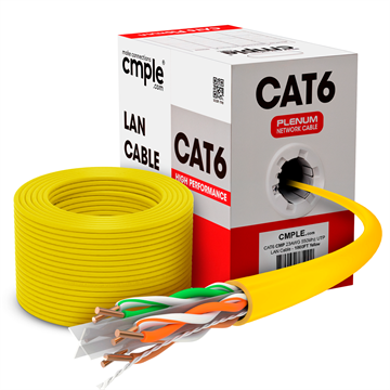 CMP Cat6 Plenum Cable Bulk Network Wire, Yellow	