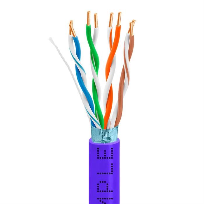 Shielded Cat5e Bulk Ethernet Cable Bare Copper 350MHz 1000 Feet Purple