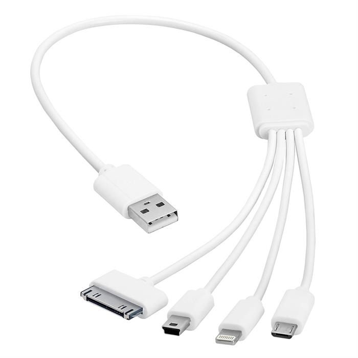 QuasarBeam Usb 4 in 1 Cable Charger For Tablet Smartphone White