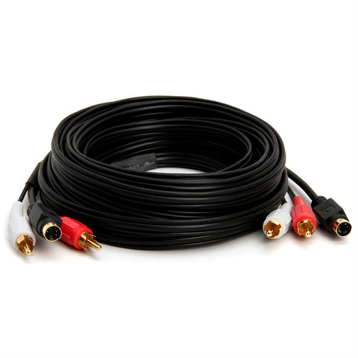 S-Video & Two RCA Audio Cables Combo, Gold Plated – 25 Feet