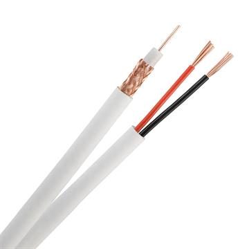 Siamese RG59 + 18/2 CCTV 95% Bare Copper Shielded Cable Pull Box - 1000 Feet White