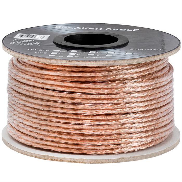 Speaker Wire 100ft 14 Gauge 2-Conductor | Clear Jacket Speaker Cable