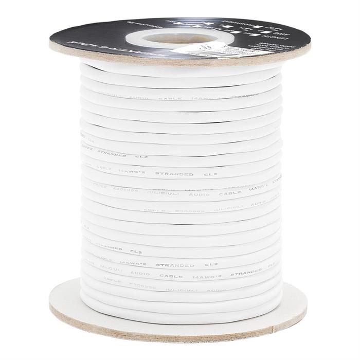 Speaker Wire 100ft 14 Gauge 2C White | In-Wall | CL2 Speaker Cable