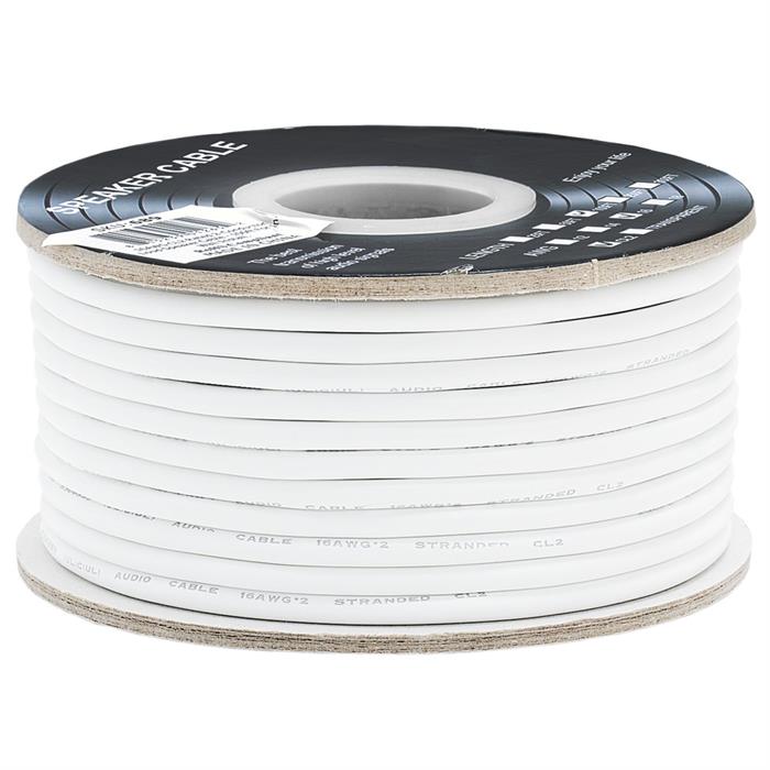 Speaker Wire 100ft 16 Gauge 2C White | In-Wall | CL2 Rated Speaker Cable