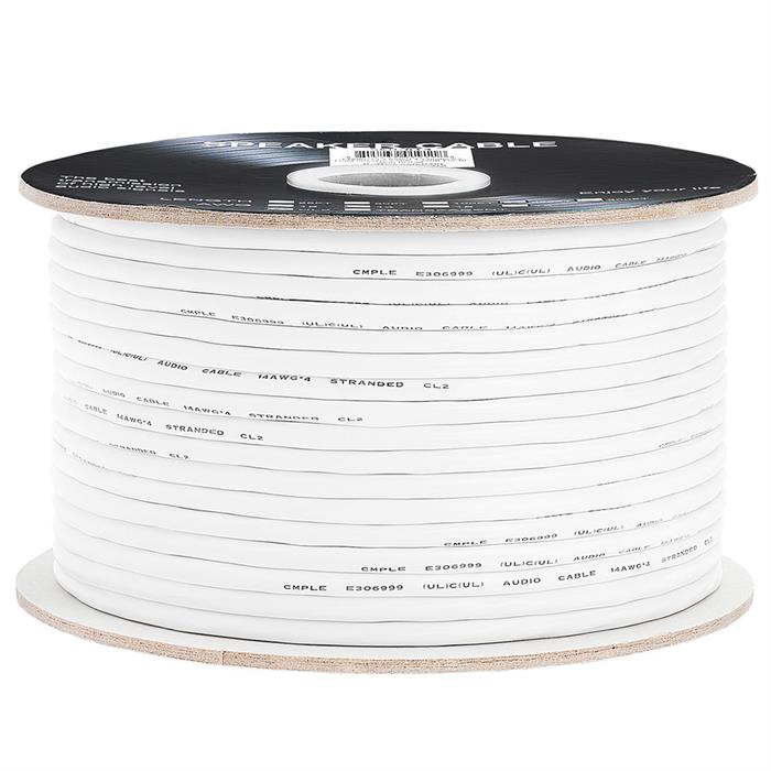 Speaker Wire 250ft 14AWG 4C White | CL2 Rated | In-Wall Speaker Cable