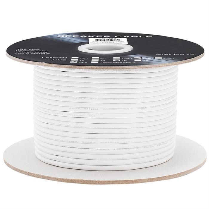 Speaker Wire 250ft 16 Gauge 2C White | In-Wall | CL2 Rated Speaker Cable