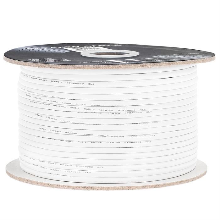 Speaker Wire 250ft 16 Gauge 4C White | CL2 Rated | In-Wall Speaker Cable