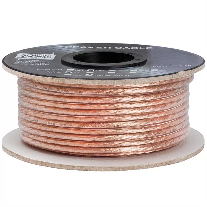 Speaker Wire 50ft 12 Gauge 2-Conductor | Clear Jacket Audio Cable