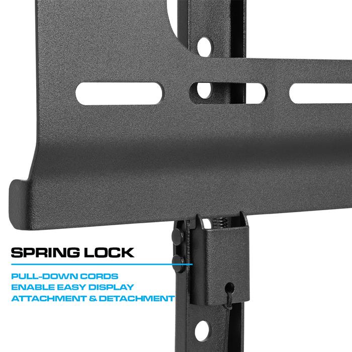 Spring Lock - Pull down cords, enable easy display attachment & detachment