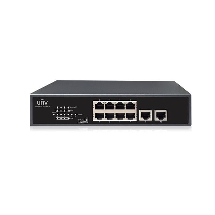 Uniview 10 Port PoE Switch, 8 PoE and 2 Port Switch (NSW2010-10T-POE-IN)