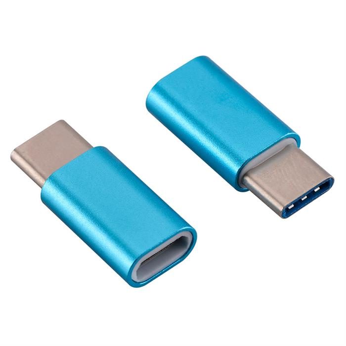 USB-C Adapter, USB Type C (male) to Micro USB (female) Adapter for Data Syncing and Charging, Neon Blue