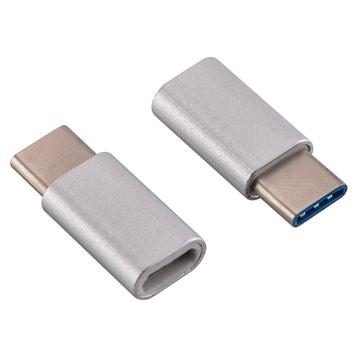 USB-C Adapter, USB Type C (male) to Micro USB (female) Adapter for Data Syncing and Charging, Silver