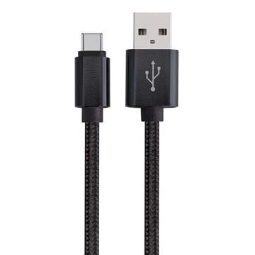 USB-C (USB Type C) to USB (USB-A) Braided Data Charging Cable - 3 Feet, Black