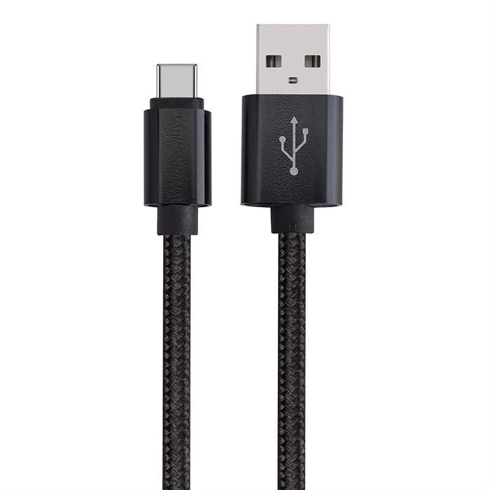 USB-C (USB Type C) to USB (USB-A) Braided Data Charging Cable - 3 Feet, Black