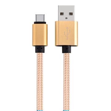 USB-C (USB Type C) to USB (USB-A) Braided Data Charging Cable - 3 Feet, Gold